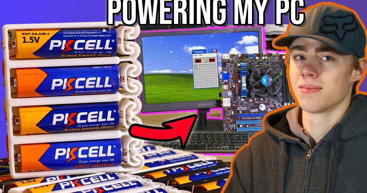 He tried to power a computer with 56 AA batteries — see the result for yourself